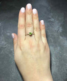 0.6ct Engagement Ring Round Cut Green Peridot Solitaire 14k White Gold Finish