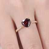 1ct Heart Cut Red Garnet Solitaire Promise Engagement Ring 14k Rose Gold Finish