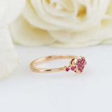 1ct Round Cut Pink Ruby Engagement Ring Heart Shape Cluster 14k Yellow Gold Over