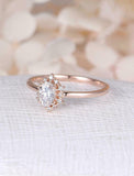 1.5Ct Oval Cut DVVS1 Diamond Floral Halo Engagement Ring 14K Rose Gold Finish