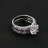 Love Couple Wedding Bridal Set Ring 2.5ct Heart Cut Diamond 14k White Gold Over