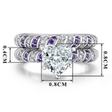 Love Couple Wedding Bridal Set Ring 2.5ct Heart Cut Diamond 14k White Gold Over