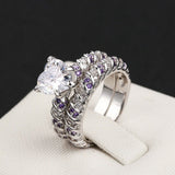 Love Couple Wedding Bridal Set Ring 2.5ct Heart Cut Diamond 14k White Gold Over